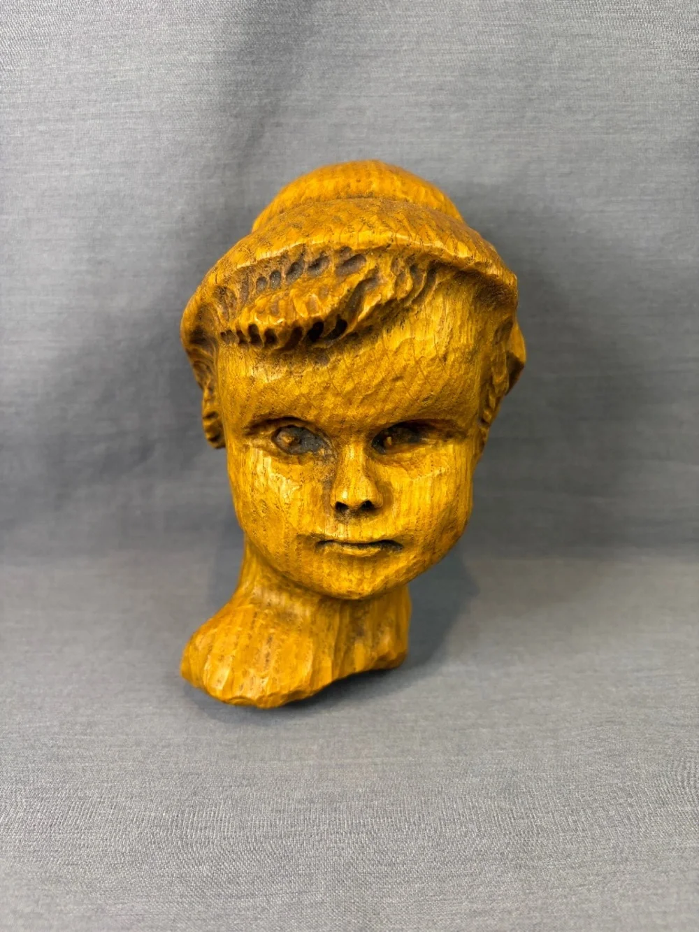 Vintage Wood Carving Boy Child Bust Folk Art Wall Decor Alt Waltersdorf Michigan